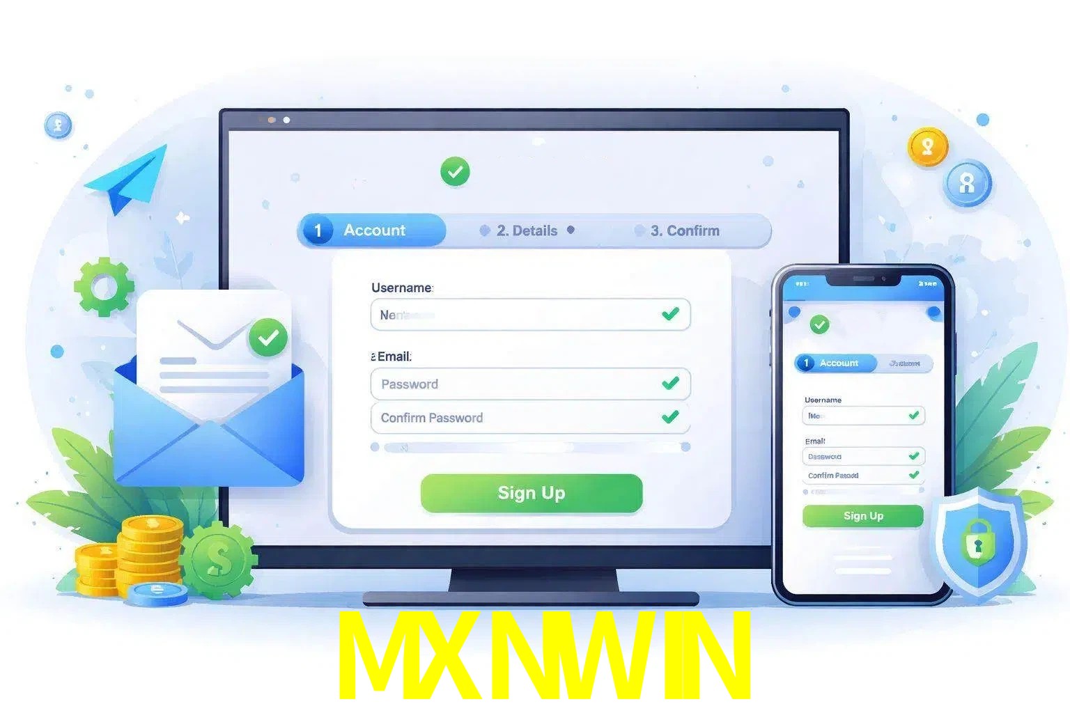 Registro de nuevo usuario y configuración de cuenta MXNWIN